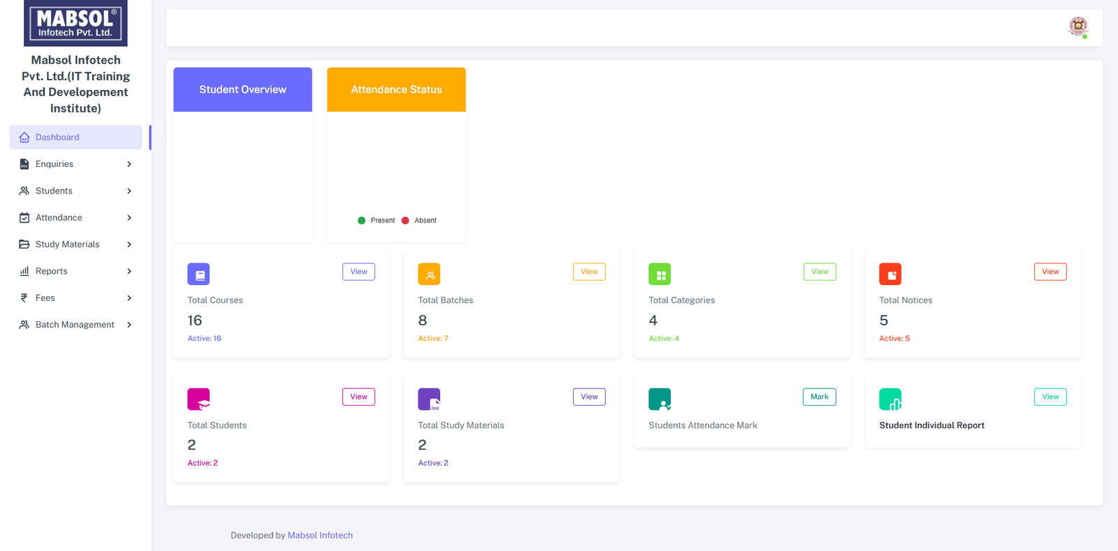 Institute Staff Dashboard